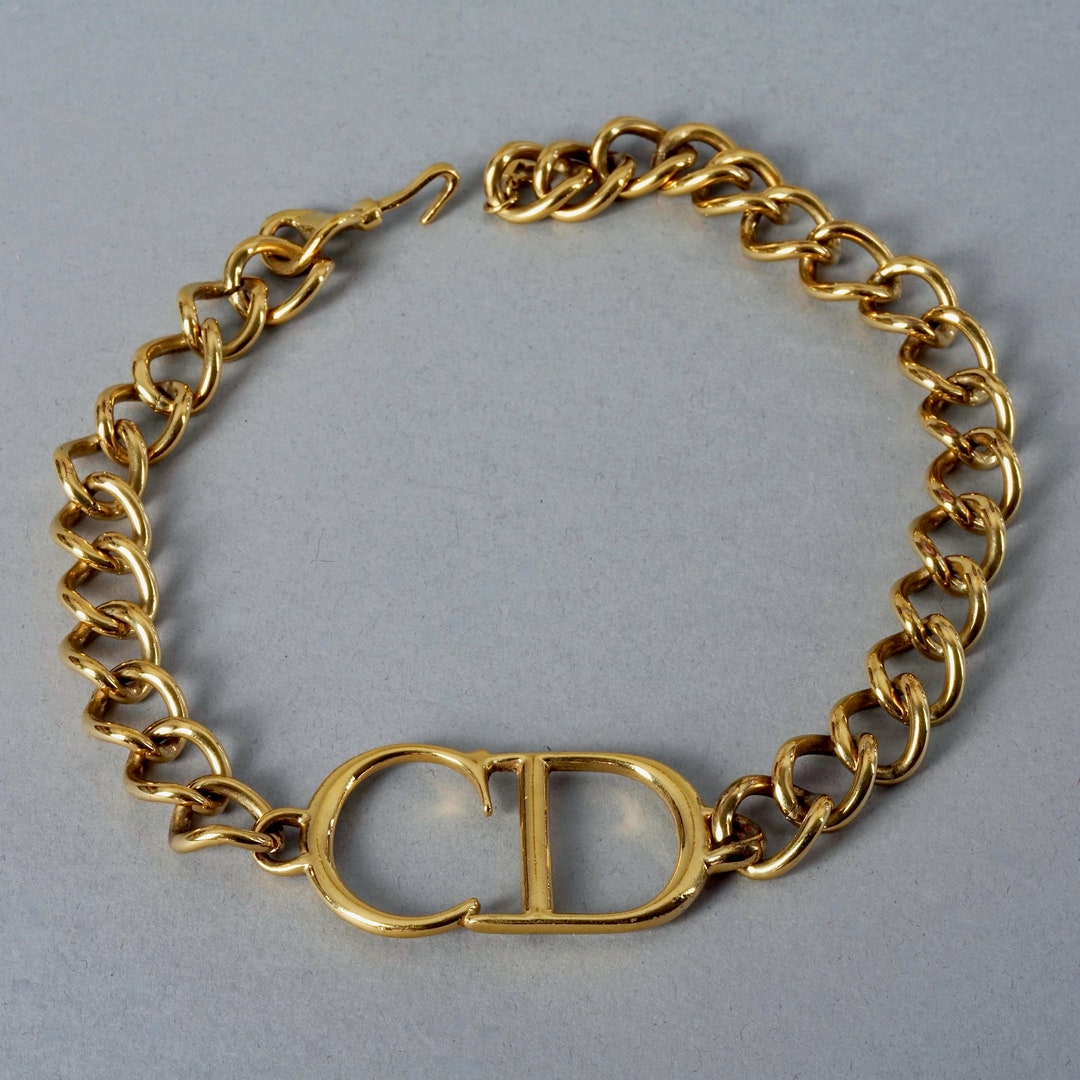 希少✨Christian Dior Long Necklace Vintage Christian Dior Signed Vintage Long Gold Tone Twisted Chain
