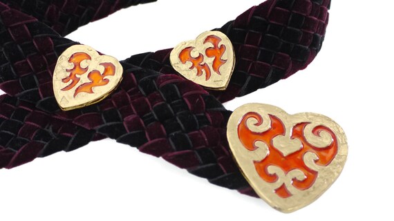 Vintage YVES SAINT LAURENT Enamel Heart Woven Belt - image 4