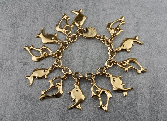 Vintage YVES SAINT LAURENT Ysl Fish Charm Bracelet - image 3