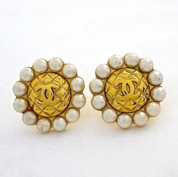 Vintage Gold Plated Chanel Stud Earring