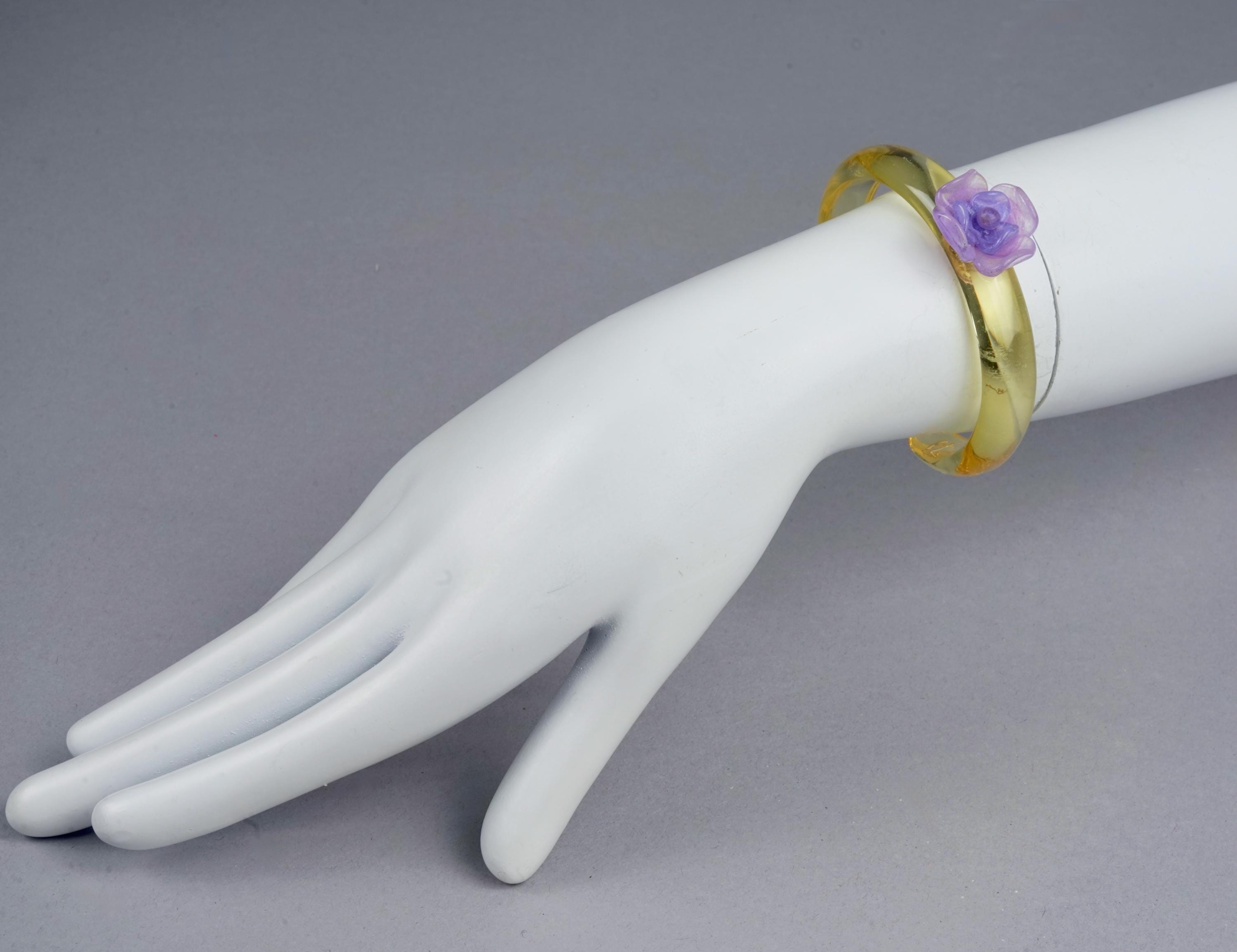 Vintage 2001 CHANEL Translucent Camellia Flower CC Logo Bangle 