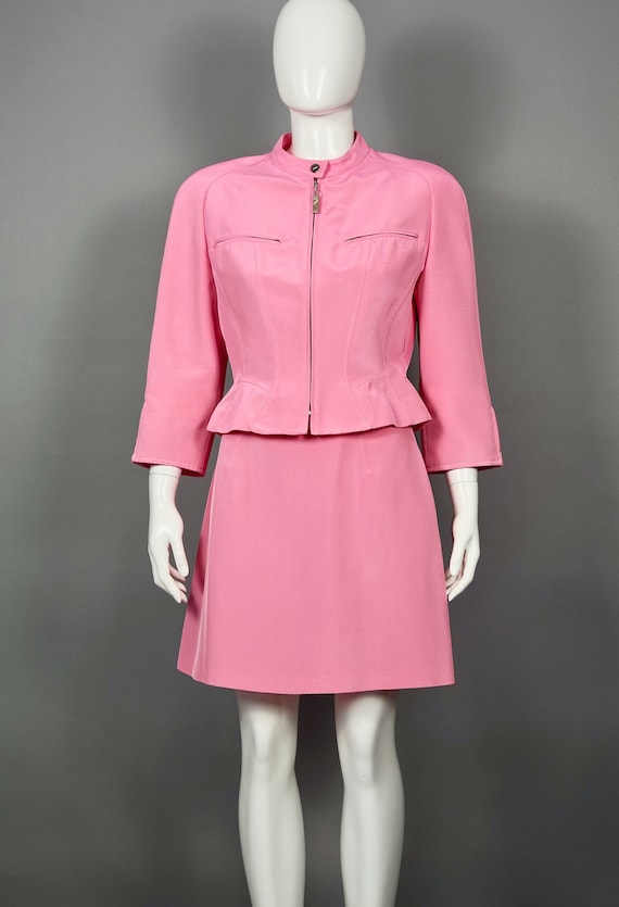 Vintage MUGLER Candy Pink Jacket Skirt Suit - image 1