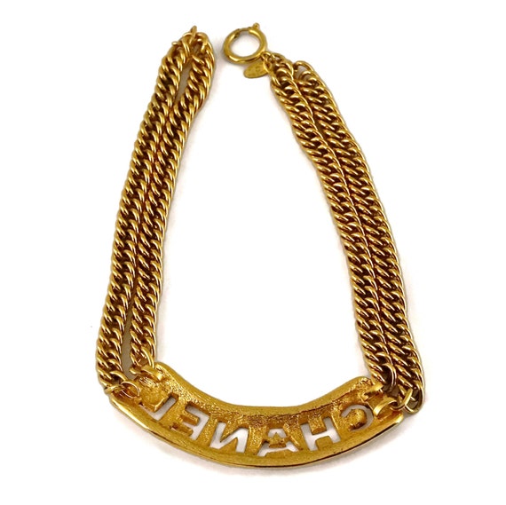 Vintage Chanel Gold Plated Triple Chain CC Necklace in 2023