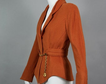 Vintage THIERRY MUGLER Structured Belted Chain Burnt Orange