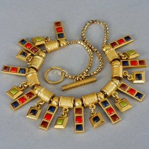 Vintage JEAN PAUL GAULTIER Geometric Multicolour Cabochons Necklace