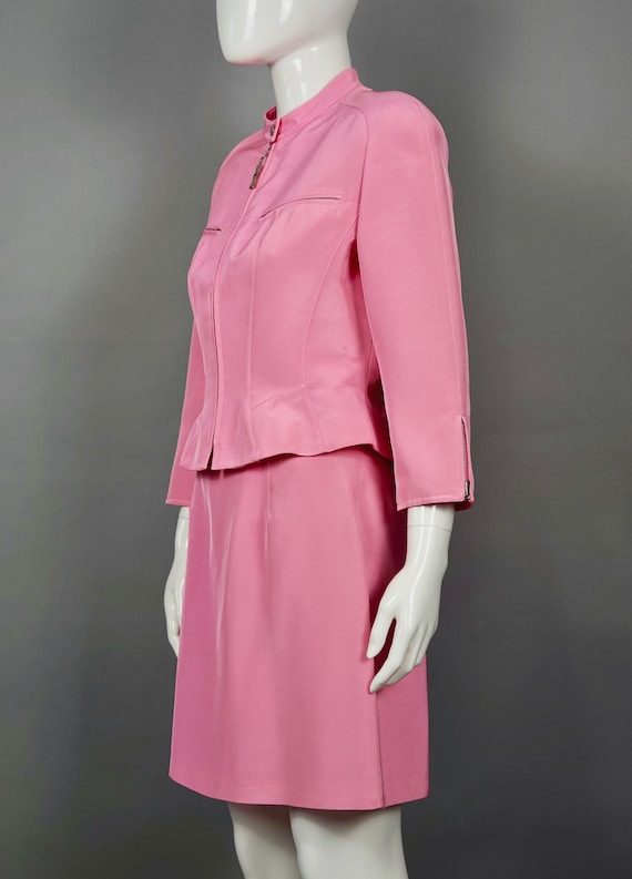 Vintage MUGLER Candy Pink Jacket Skirt Suit - image 3