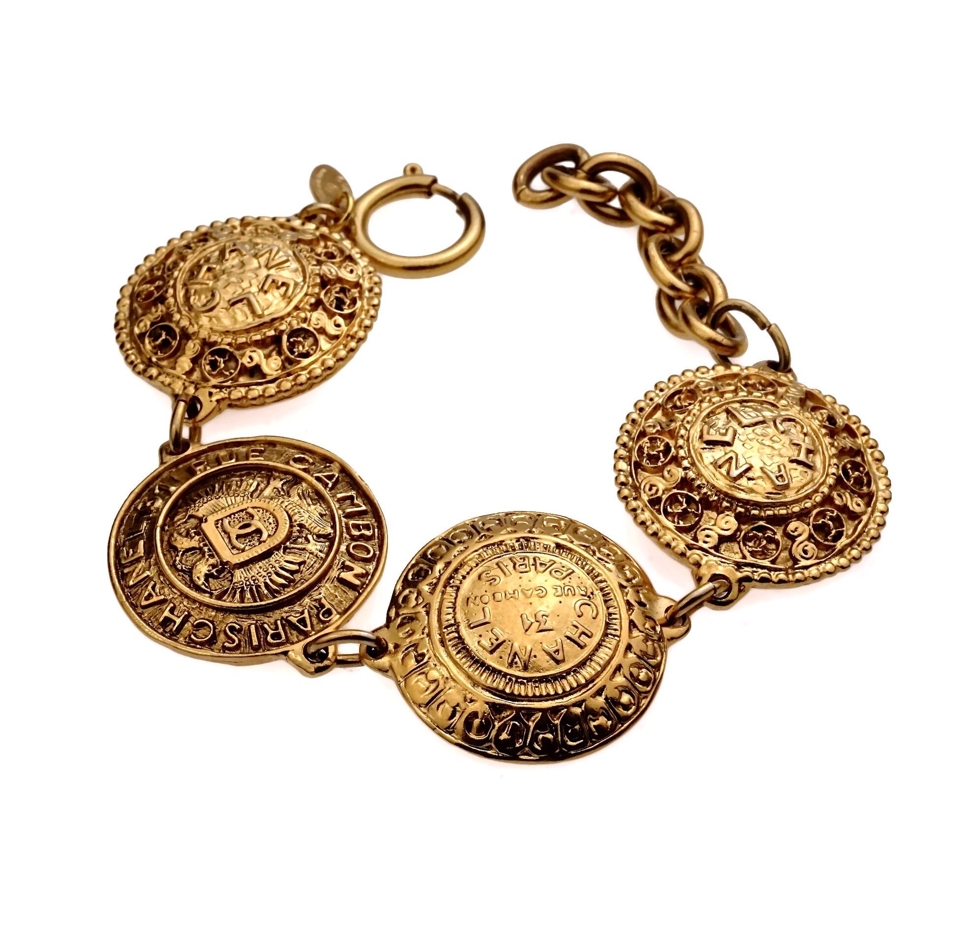 Vintage CHANEL Logo Medallion Bracelet 