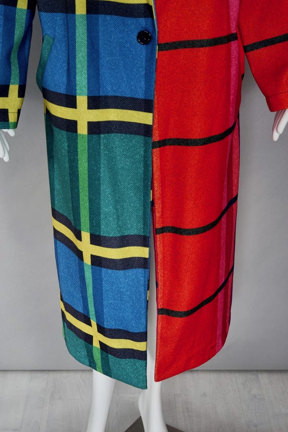 Vintage Bold Multicolour Plaid Patchwork Coat - image 9