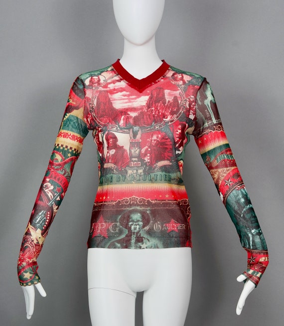 Vintage JEAN PAUL GAULTIER Native American Print Mesh Top - Etsy
