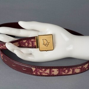 Vintage CHRISTIAN DIOR Oblique Logo Monogram Burgundy Belt - Etsy