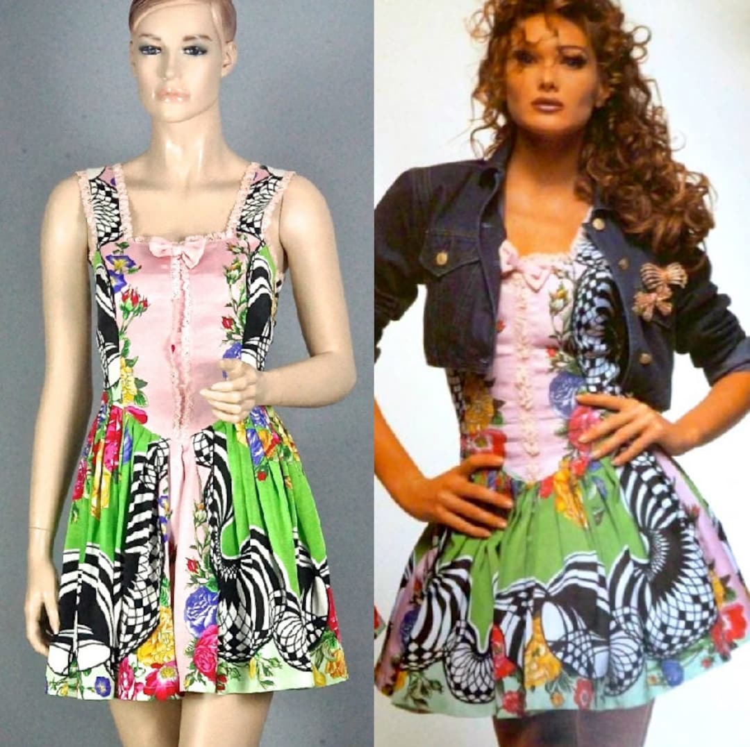 注目ショップ・ブランドのギフト 1992 Vintage GIANNI Floral Swirl Baroque VERSUS VERSACE ワンピース