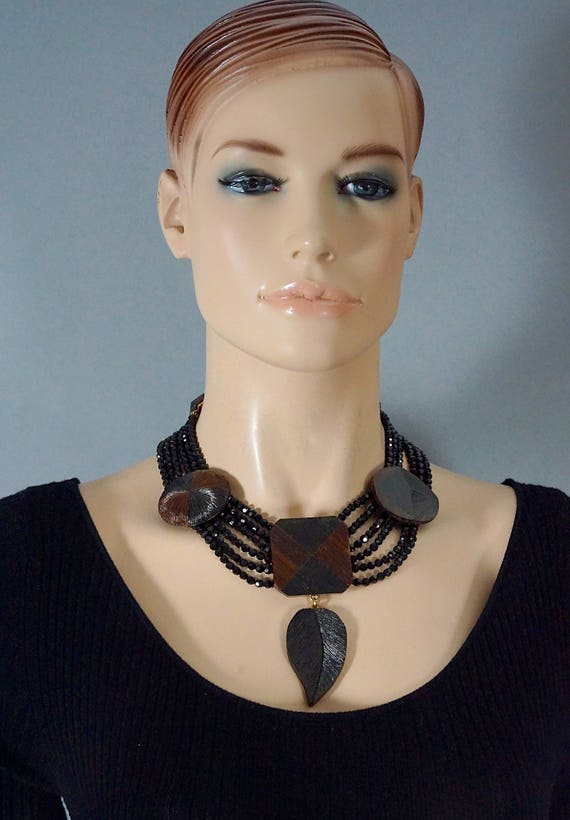 Vintage YVES SAINT LAURENT Ysl Geometric Wood Marq