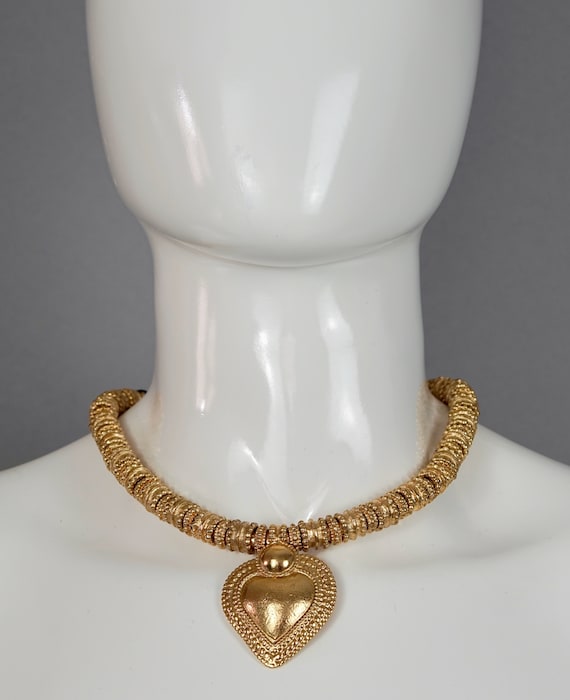 Vintage YVES SAINT LAURENT Ysl Heart Ethnic Link Necklace Etsy