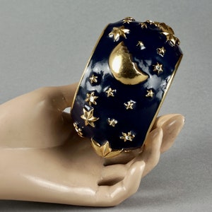 Vintage CHANTAL THOMASS Star Moon Enamel Cuff Bracelet image 9