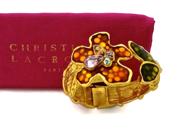Christian Lacroix ラクロワ　ブレスレット Christian Lacroix Gold Stone Bangle Bracelet Women Used