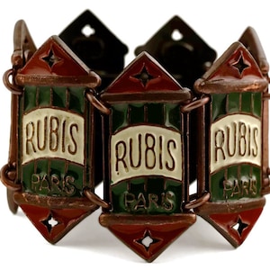 Vintage JEAN PAUL GAULTIER Rubis Paris Enamel Collector Cuff Bracelet