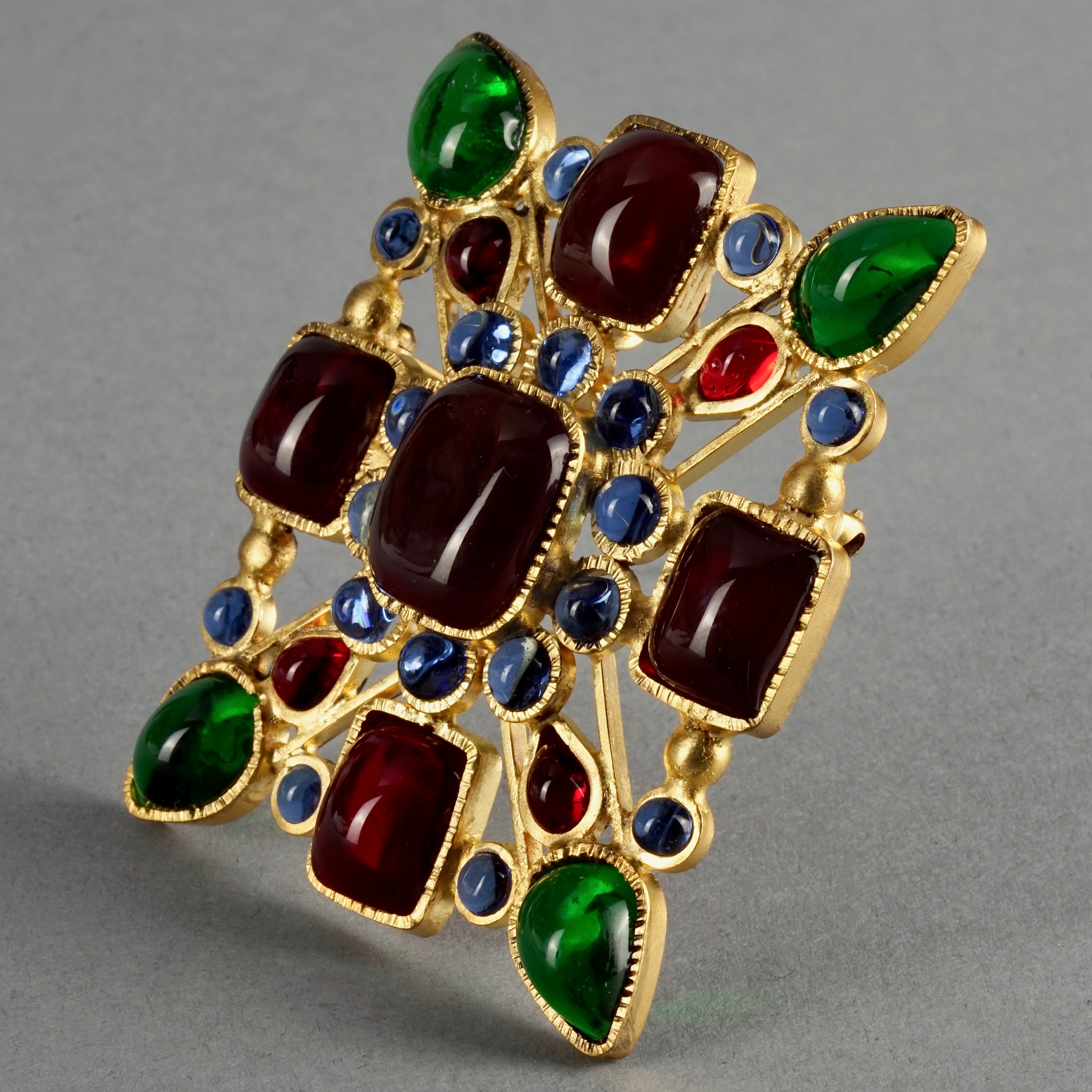 Vintage 1970s CHANEL Gripoix Iconic Cross Pendant Brooch - Etsy