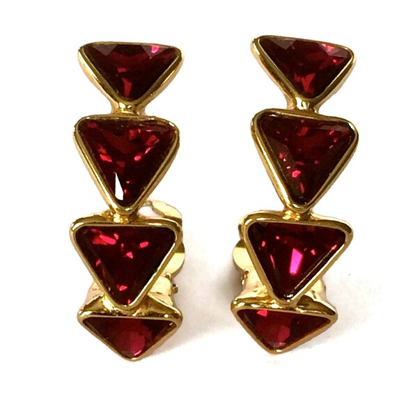 Vintage YVES SAINT LAURENT Ysl Geometric Ruby Rhi… - image 3