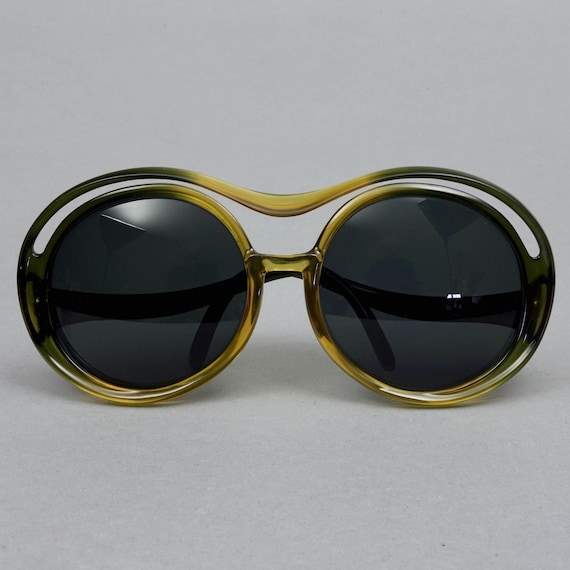 Vintage CHRISTIAN DIOR Oversized Space Age Green Sunglasses  display picture 1