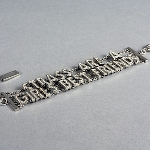 Vintage MOSCHINO Strass Are A Girls Best Friend Rhinestone Novelty Bracelet