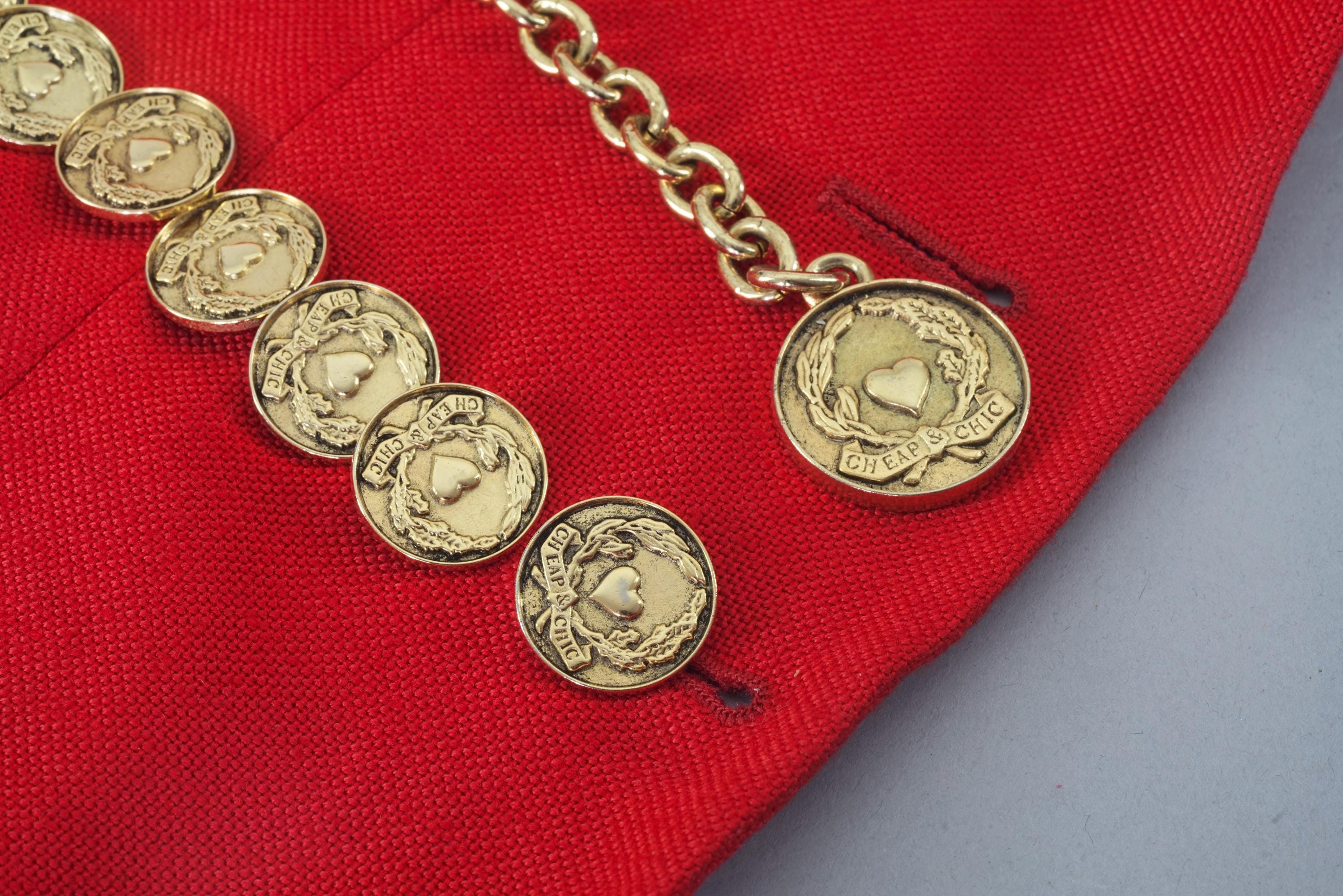 ヴィンテージ MOSCHINO 安くてシックなベルト付きコインブラウスと