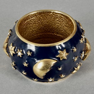 Vintage CHANTAL THOMASS Star Moon Enamel Cuff Bracelet image 1