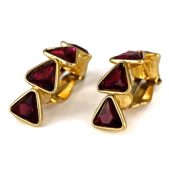 Vintage YVES SAINT LAURENT Ysl Geometric Ruby Rhi… - image 4