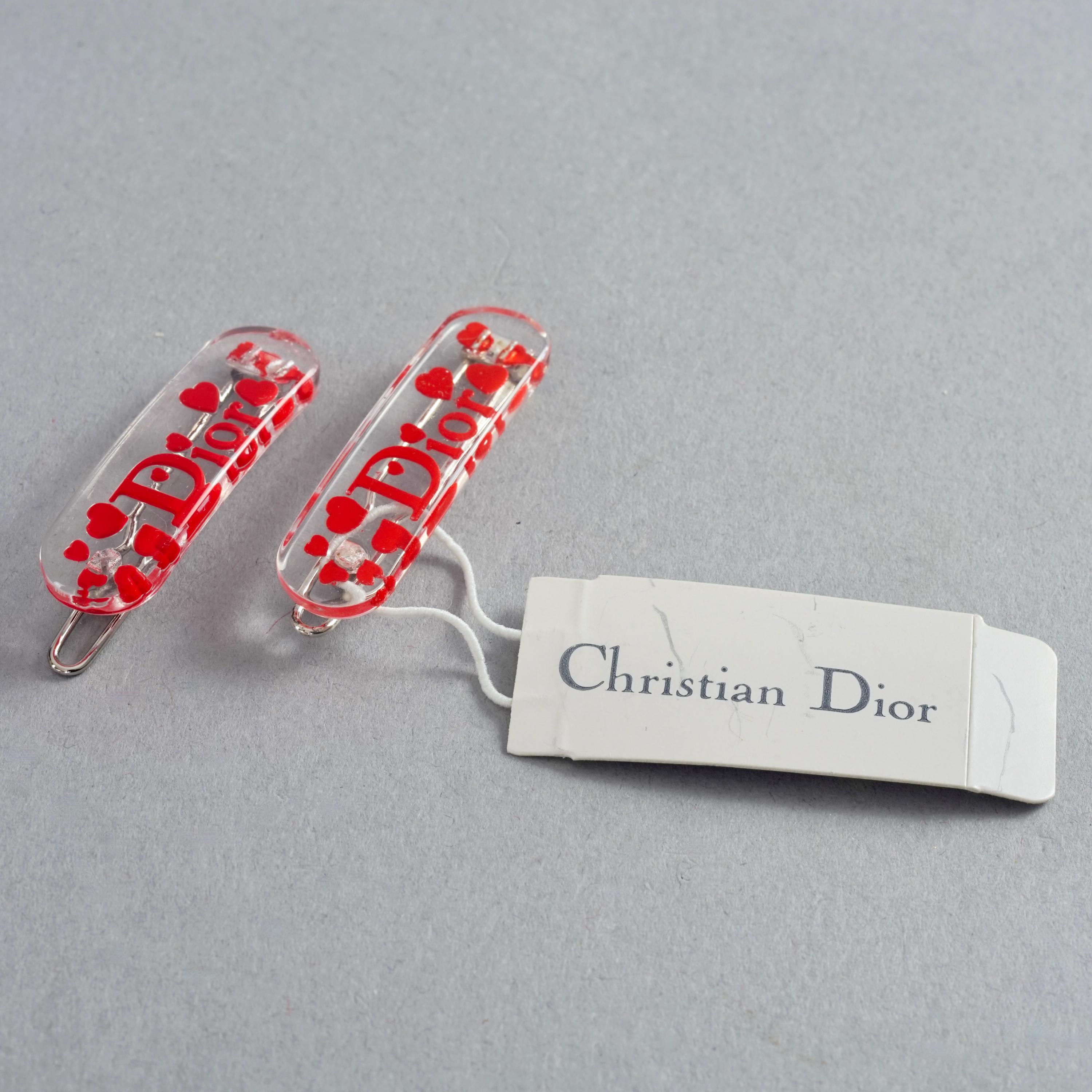 Vintage CHRISTIAN DIOR Y2K Red Heart Lucite Pair of Hair Clips - Etsy