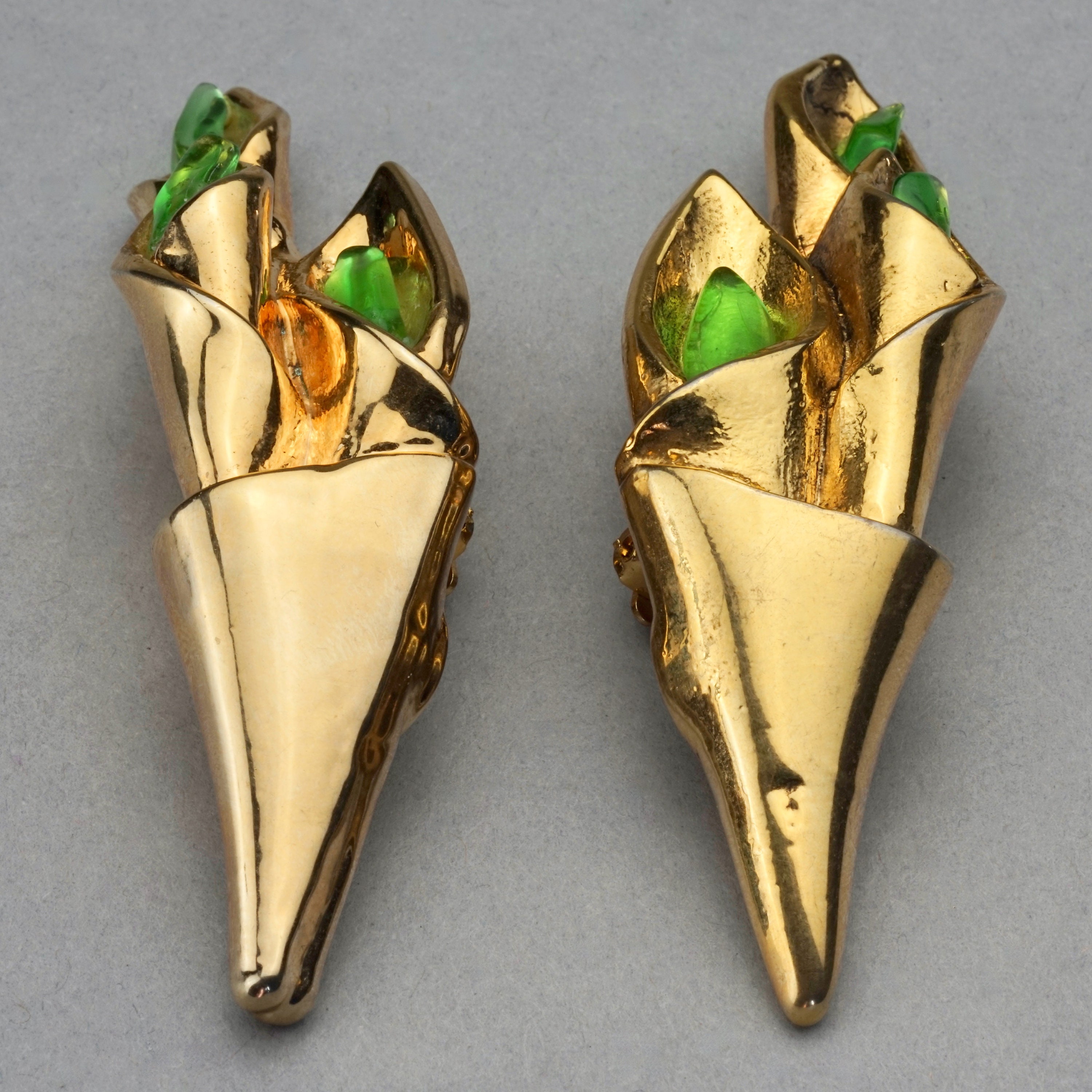 Boucles D'oreilles Clips Claire Deve - Émail Vert, état Neuf (occasion)