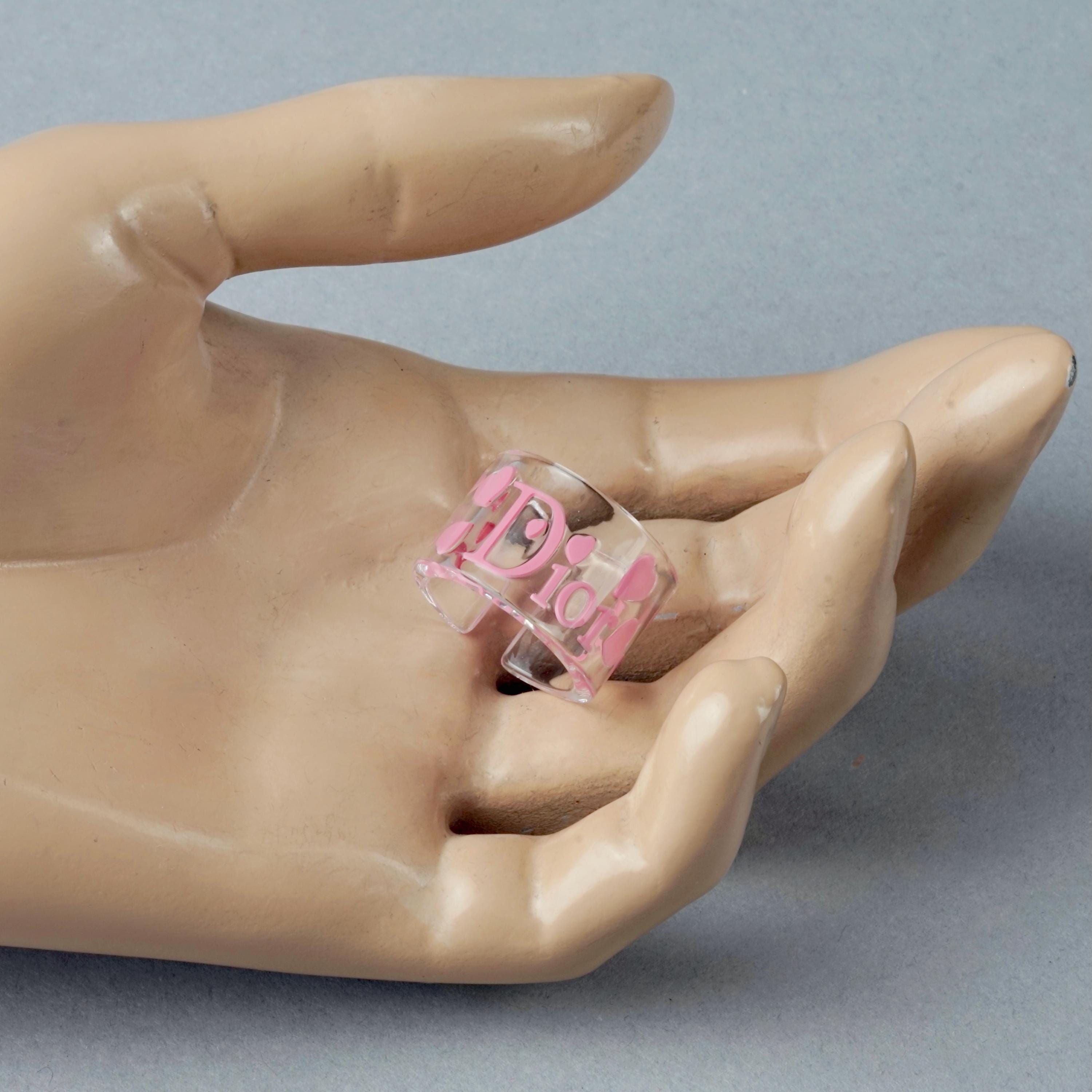 Vintage CHRISTIAN DIOR Pink Heart Lucite Ring - Etsy