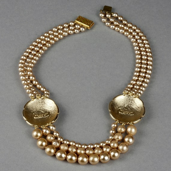 Vintage Balenciaga Tiered Pearl Disc Necklace - image 8