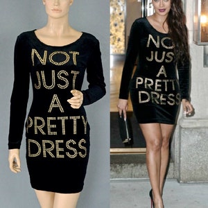 Vintage MOSCHINO Cheap and Chic &quot;Not Just A Pretty Dress&quot; Studded Velvet Bodycon Dress