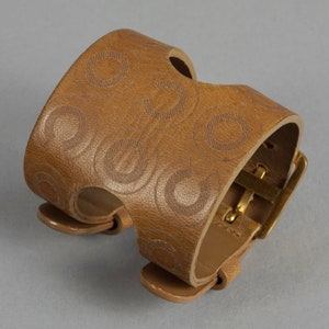 Vintage 2001 COCO CHANEL Double Buckle Brown Leather Cuff Bracelet