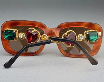 Vintage MOSCHINO Juwelierte Schildkröte Sonnenbrille