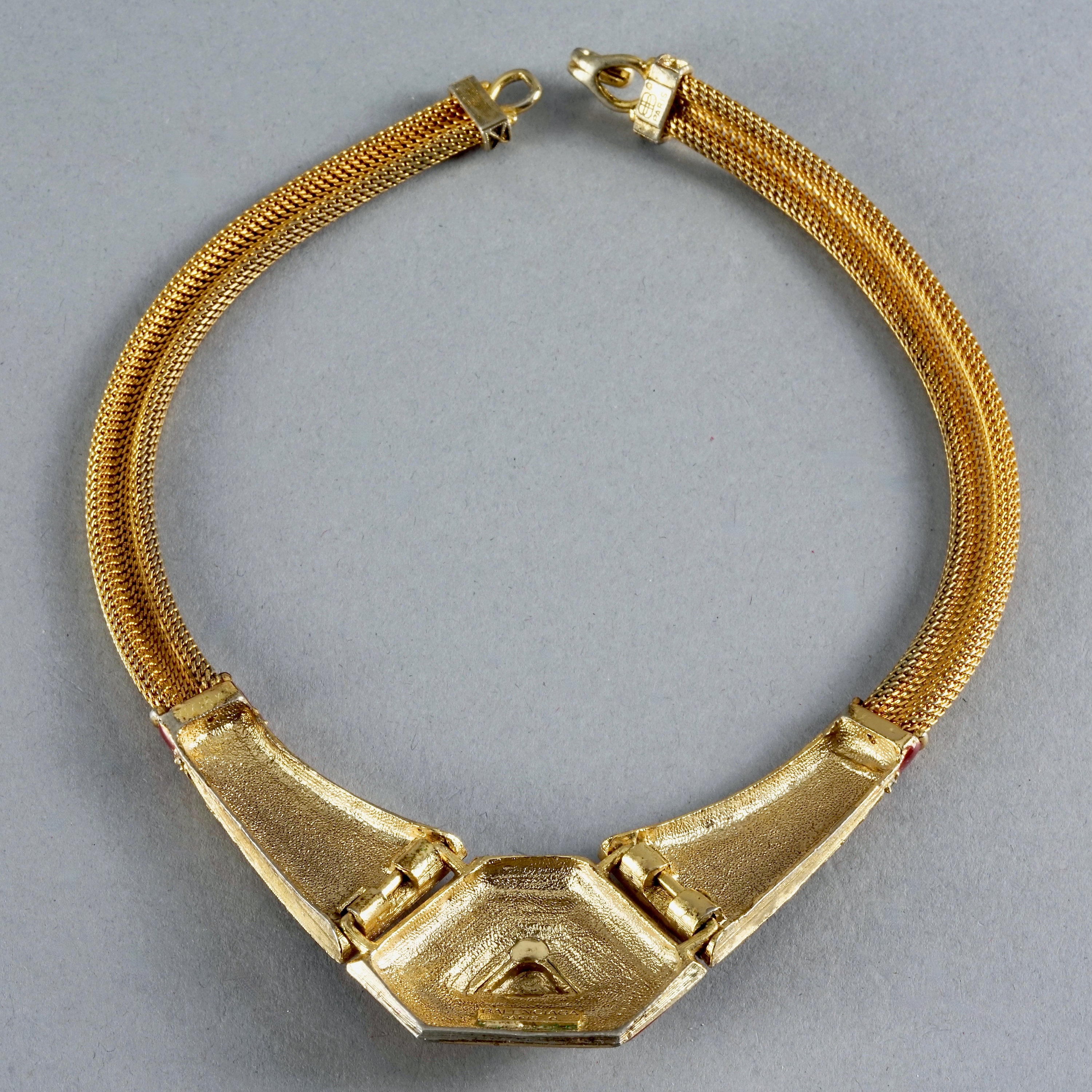 Vintage BALENCIAGA Art Deco Red Enamel Rhinestone Necklace Vintage BALENCIAGA Art Deco Red Enamel Rhinestone Necklace