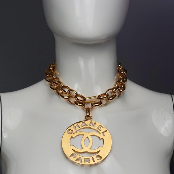 Vintage Jumbo CHANEL PARIS Cutout Logo Medallion Necklace - Etsy
