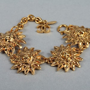 Vintage CHANEL Sun Lion Head Medallion Bracelet