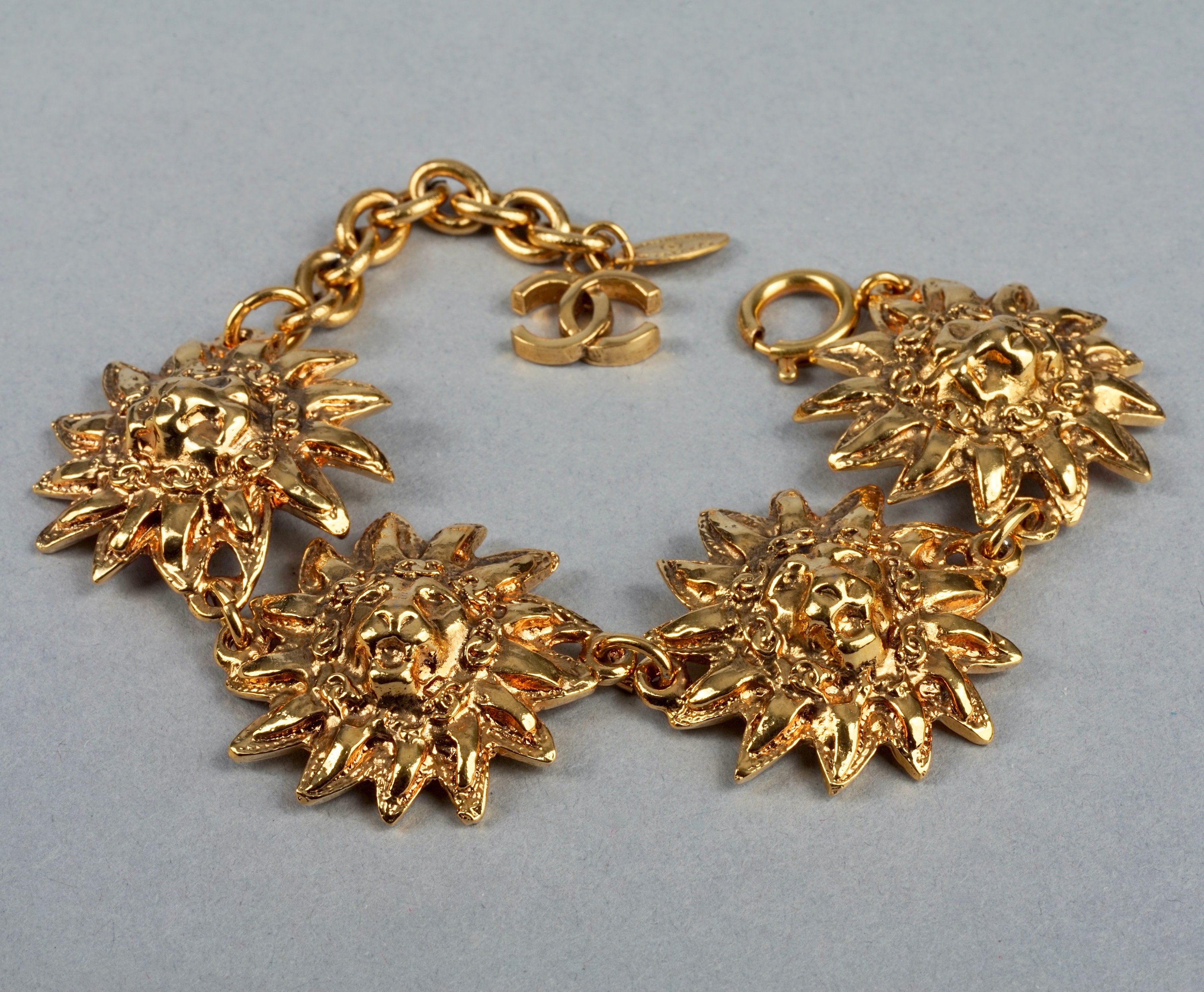 Vintage CHANEL Sun Lion Head Medallion Bracelet - Etsy