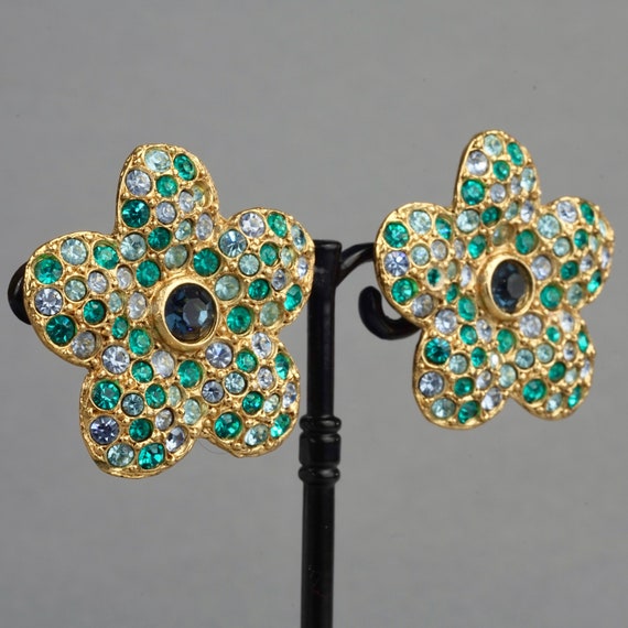 Vintage YVES SAINT LAURENT Ysl Flower Rhinestone … - image 1