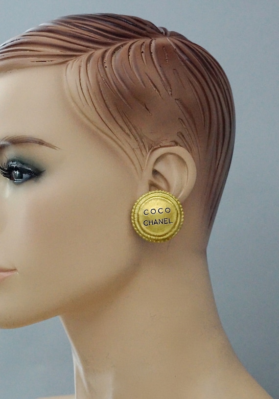 Chanel Large Quilted Medallion Clip On Earrings