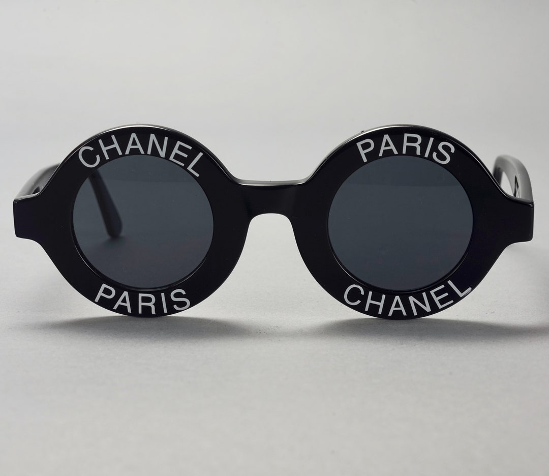 Vintage 1993 Iconic CHANEL PARIS CC Logo Round Black Sunglasses - Etsy