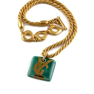 Vintage YVES SAINT LAURENT Logo Resin Rope Necklace
