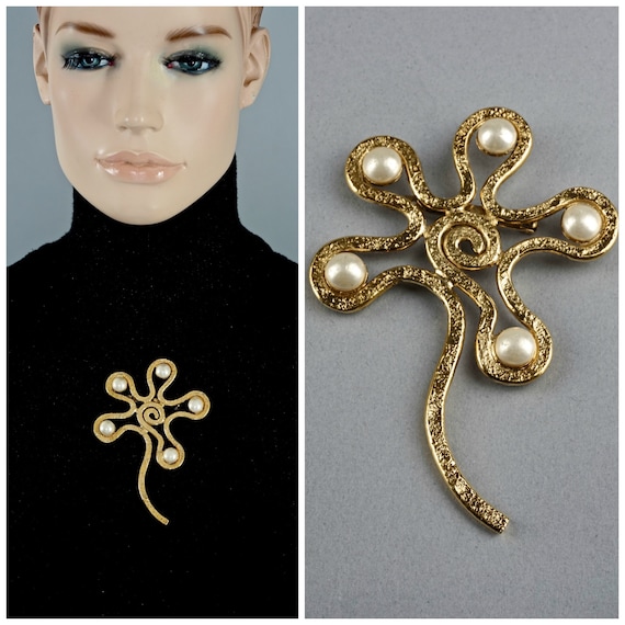 Buy Vintage Massive CHANEL Spiral Flower Pearl Brooch Online in India 