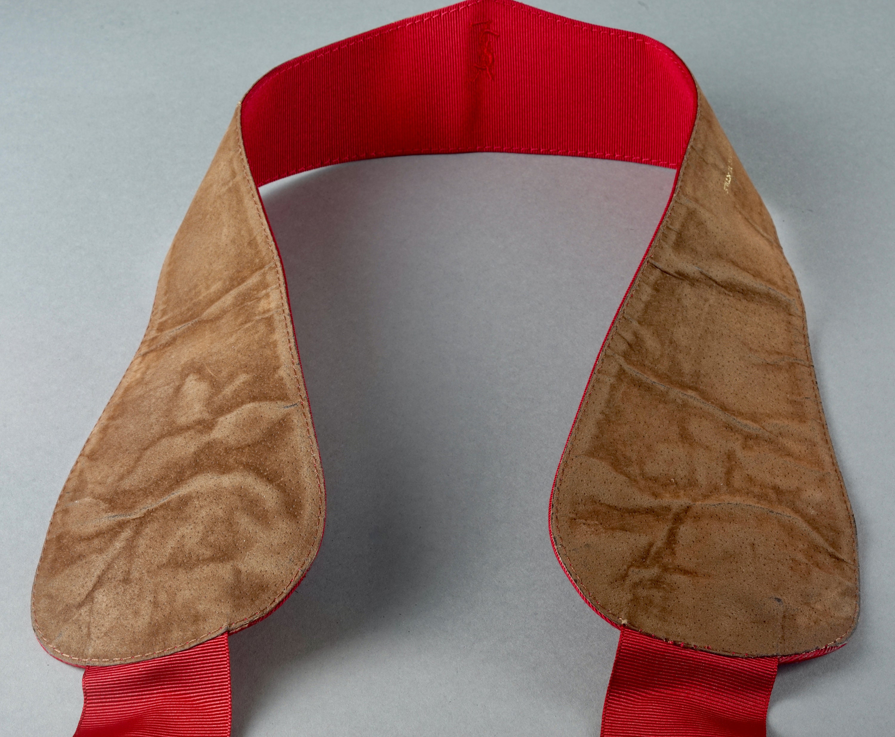 Ysl Ribbon Vintage YVES SAINT LAURENT Ysl Flower Embroidered Grosgrain Ribbon Red ...