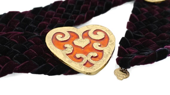 Vintage YVES SAINT LAURENT Enamel Heart Woven Belt - image 5