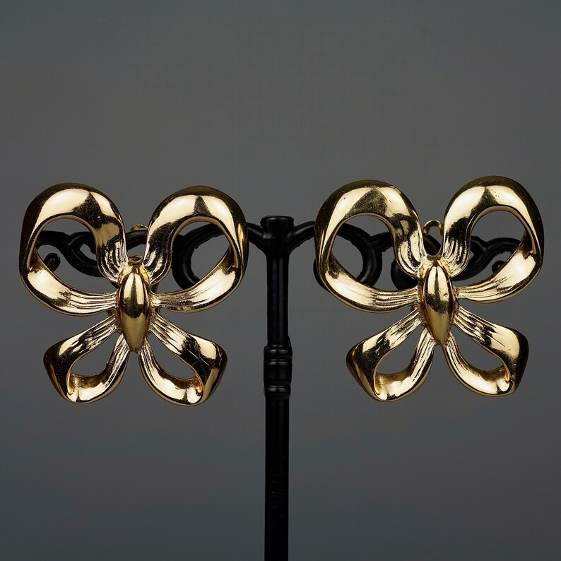 Ysl Ribbon Vintage YVES SAINT LAURENT Ysl Ribbon Bow Earrings - Etsy
