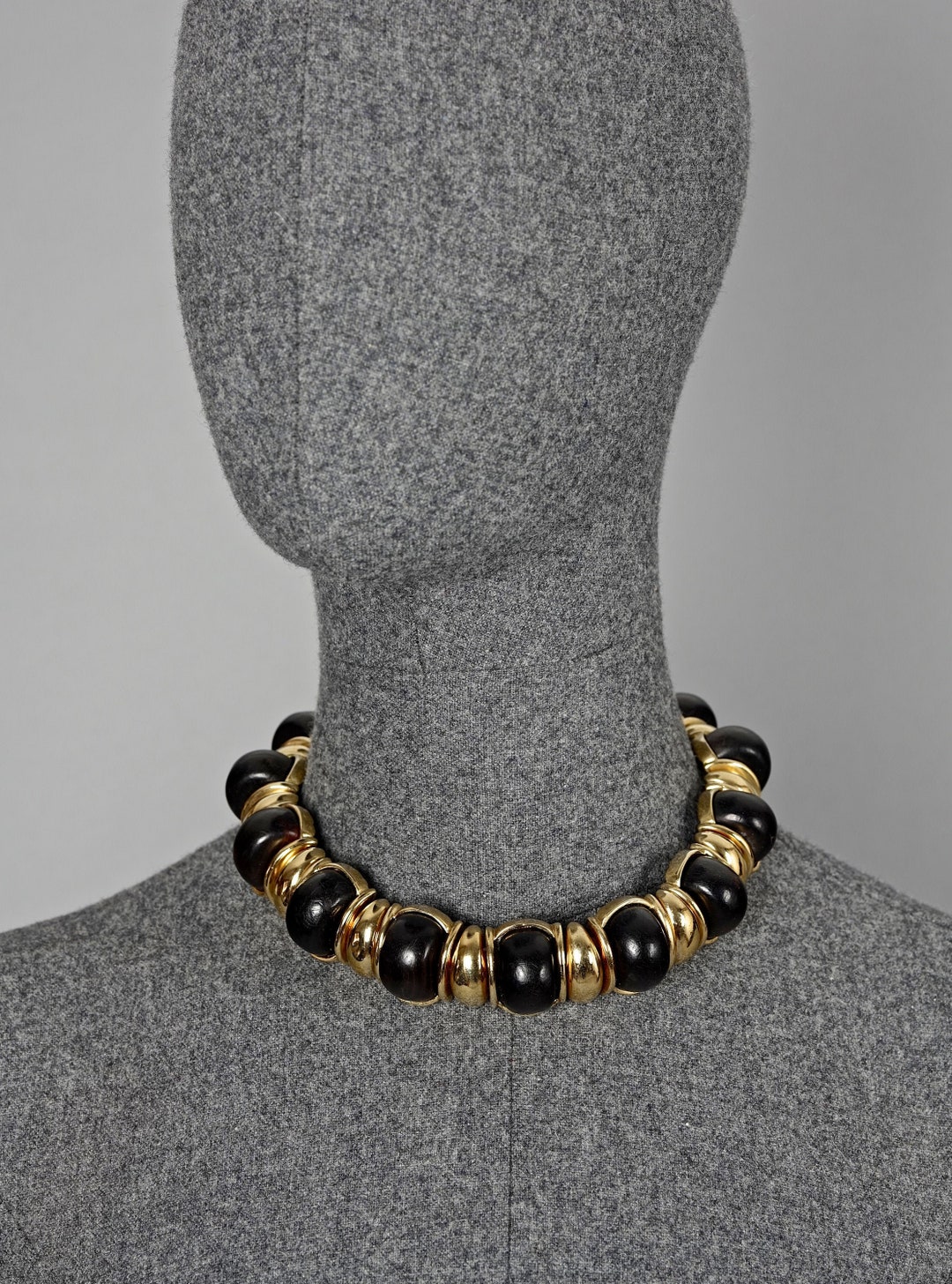 Vintage YVES SAINT LAURENT Ysl Exotic Wood Link Choker
