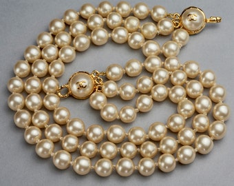Chanel Vintage 13 Strand Layered Pearl Ball Chain Necklace