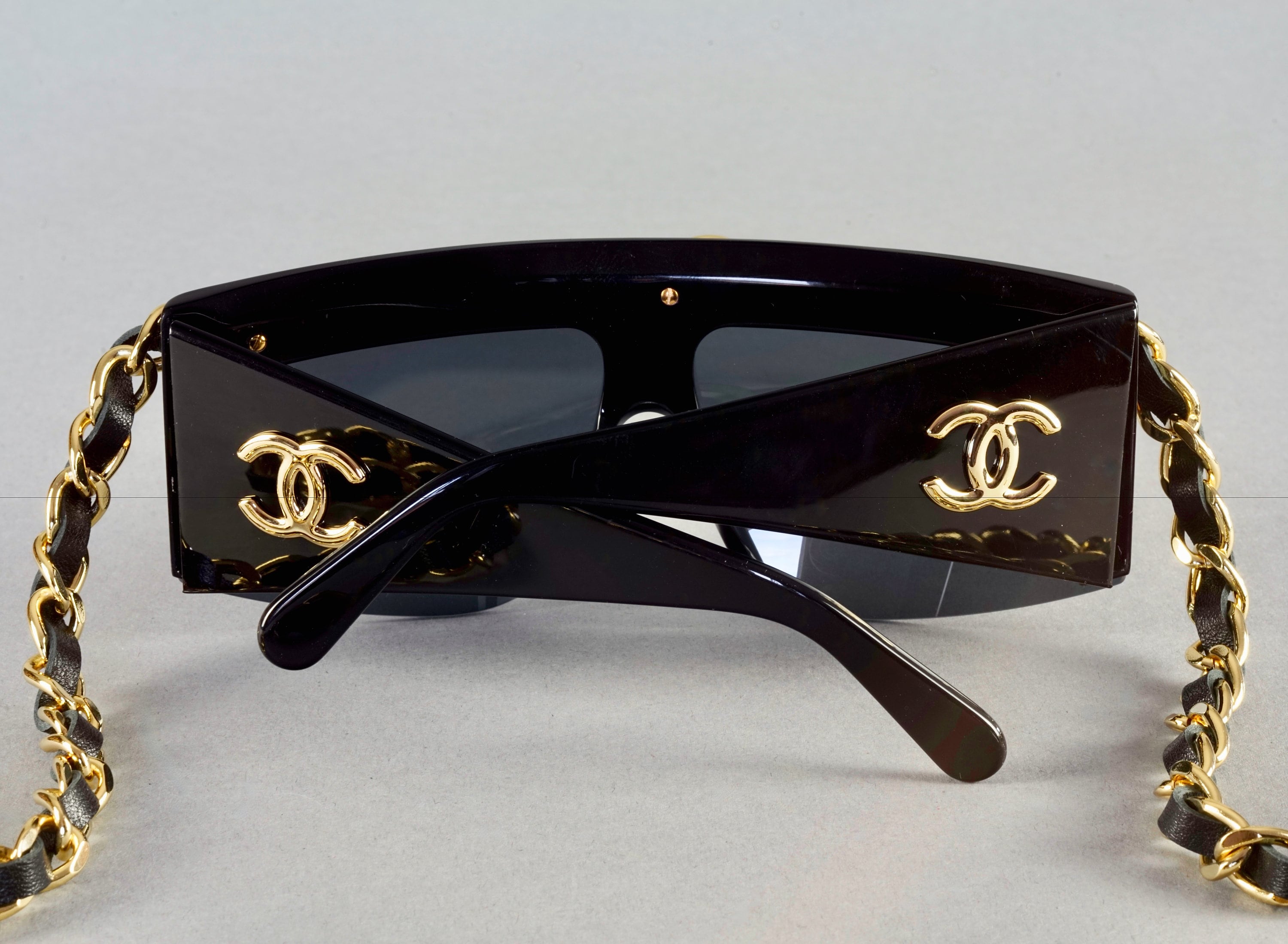 Vintage 1992 CHANEL Iconic Logo Leather Chain Drop Vintage 1992 CHANEL Iconic Logo Leather Chain Drop