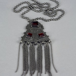 Vintage JEAN PAUL GAULTIER Berber Ethnic Red Stones Fringes Necklace